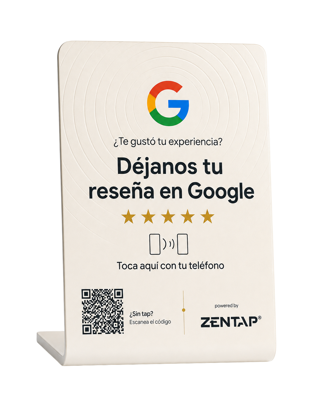 Muestra personalizable de ZENTAP Review Card en acabado crema